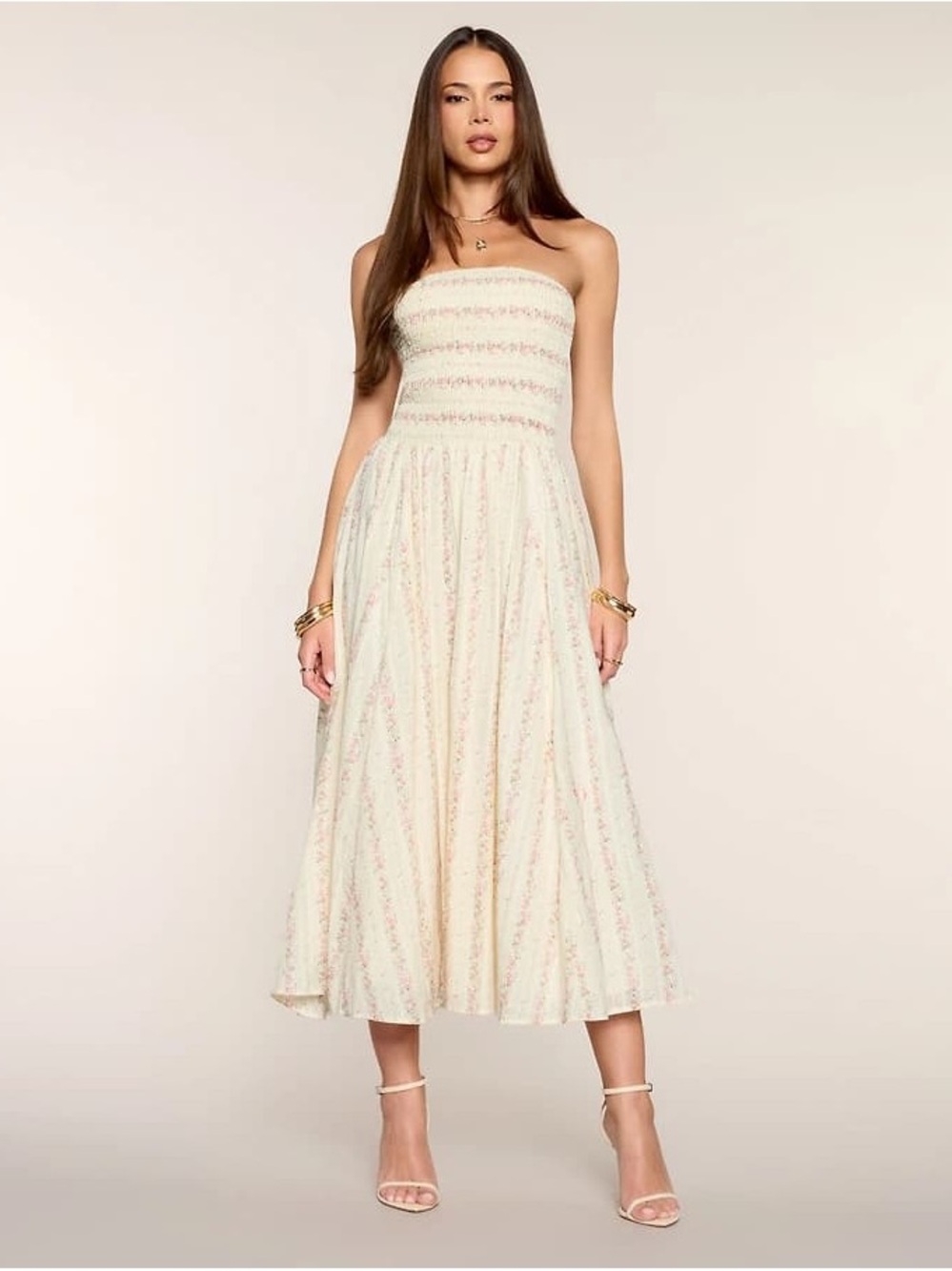 Mable Strapless Floral Midi Dress - Medium